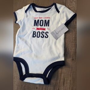 Carter's Cream and Navy Baby Bodysuit